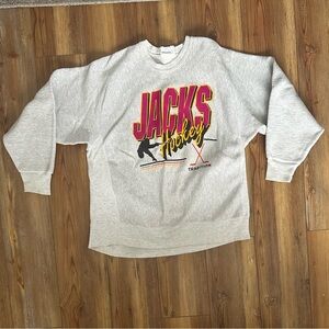 Vintage Lee Jacks Hockey Crewneck Sweatshirt – Gray 90s Graphic 🏒